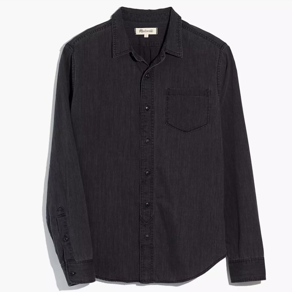 Madewell Men's Black Denim Perfect Shirt In Cutler Wash Button Down